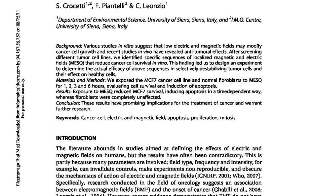 Selective destabilization of tumor cells with pulsed electric and magnetic sequences a preliminary report